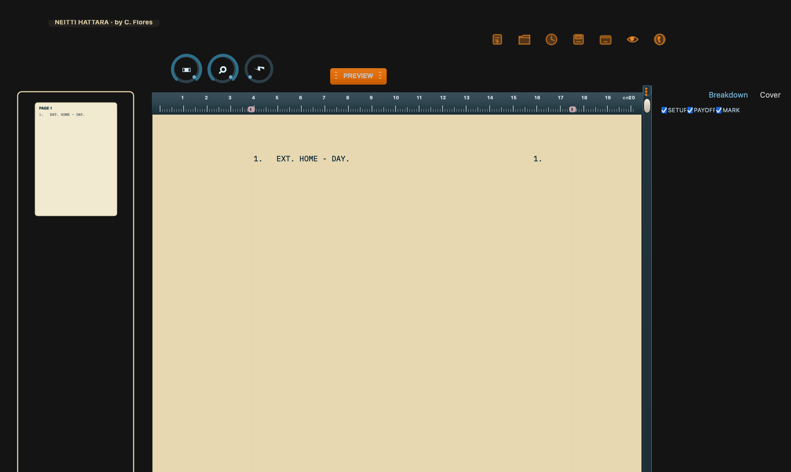 Silento Hattara fixed-page WritingPad with screenplay workspace